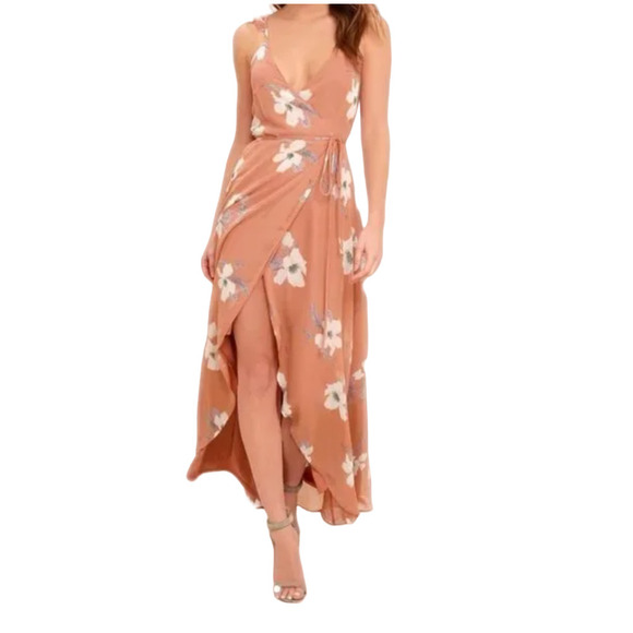 Lulus Floral Sleeveless Wrap Maxi Dress Size M Boho Romantic Sundress Wedding - Picture 2 of 13